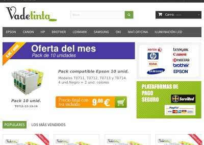 Web de comercio electrónico Vadetinta