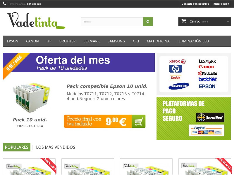 Web de comercio electrónico Vadetinta